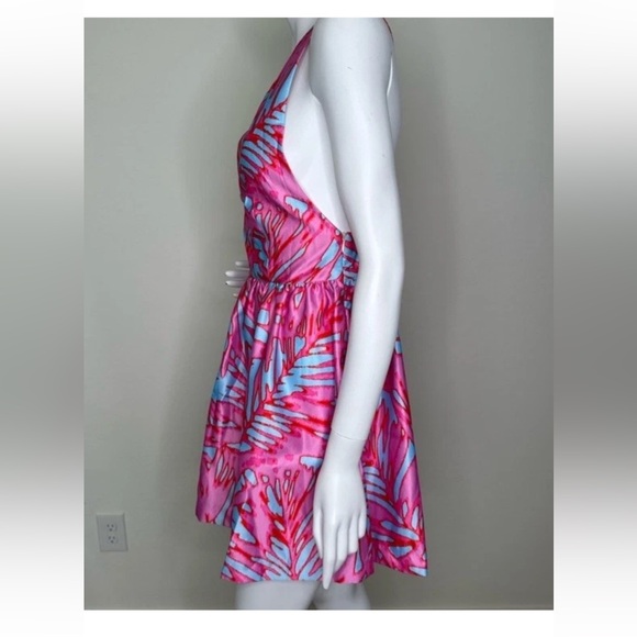 ROMEO + JULIET COUTURE PINK TURQUOISE CRISS CROSS BACK SLEEVELESS MINI DRESS M - Picture 4 of 9